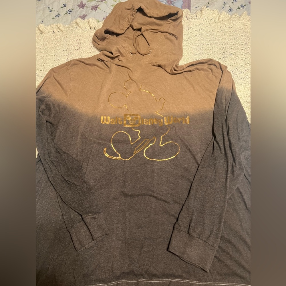 Brown black and gold Walt Disney world lightweight hoodie womens plus